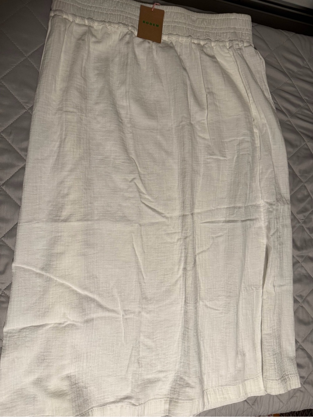 Boden Cream Elastic-Waist Midi Skirt